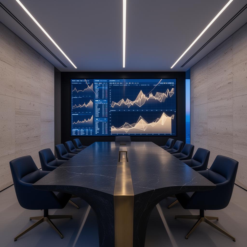 Sala de juntas privada con mesa de mármol